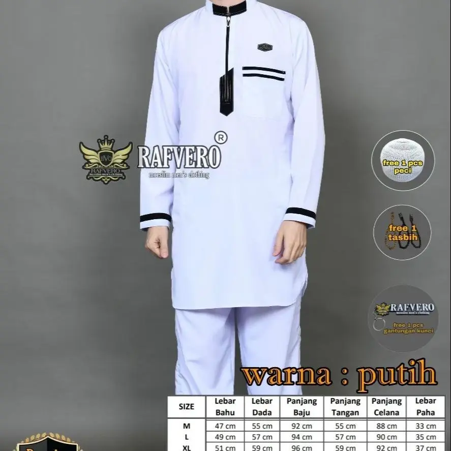 satu set baju koko qurta pakistan pria lengan panjang / SETELAN QURTA PAKISTAN PRIA DEWASA FREE PECI DAN TASBIH kantong kurta muslim  motif nyaman keren Katun Kancing koko ayah dan anak branded 2024