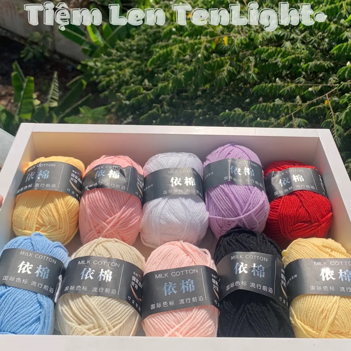 Combo 1 cuộn len mác đen tone màu siêu xinh dùng móc thú, áo, hoa