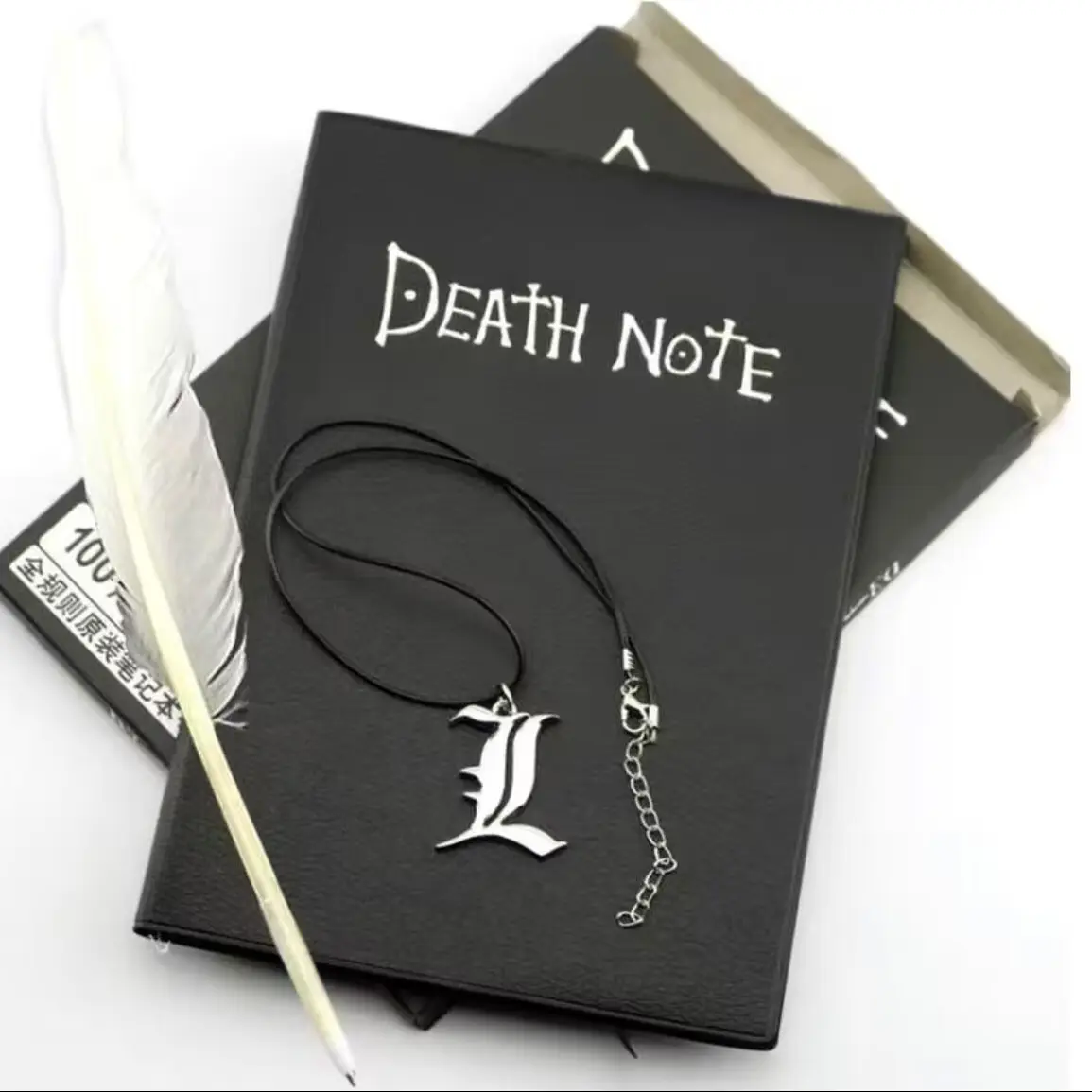 โน๊ตบุ๊ค Death Note ดีไซน์ดั้งเดิม ทำจากขนนกห่าน มาพร้อมปากกาขนนก สีดำ โน้ต