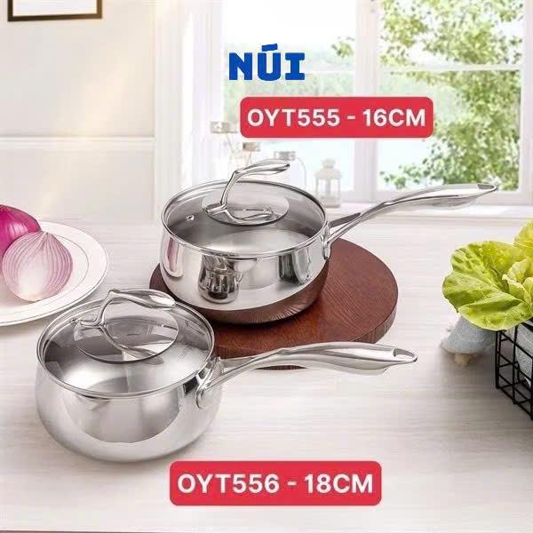 Quánh Inox Liền Khối Cao Cấp OYATTON size 16 18cm - Quánh quả táo bếp từ xào thịt nấu cháo nấu xốt