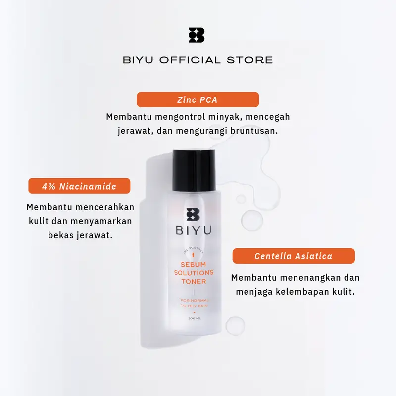 BIYU Sebum Solutions Toner - Niacinamide 4% (Brightening & Acne) toner  mencerahkan toner  jerawat  bruntus 2