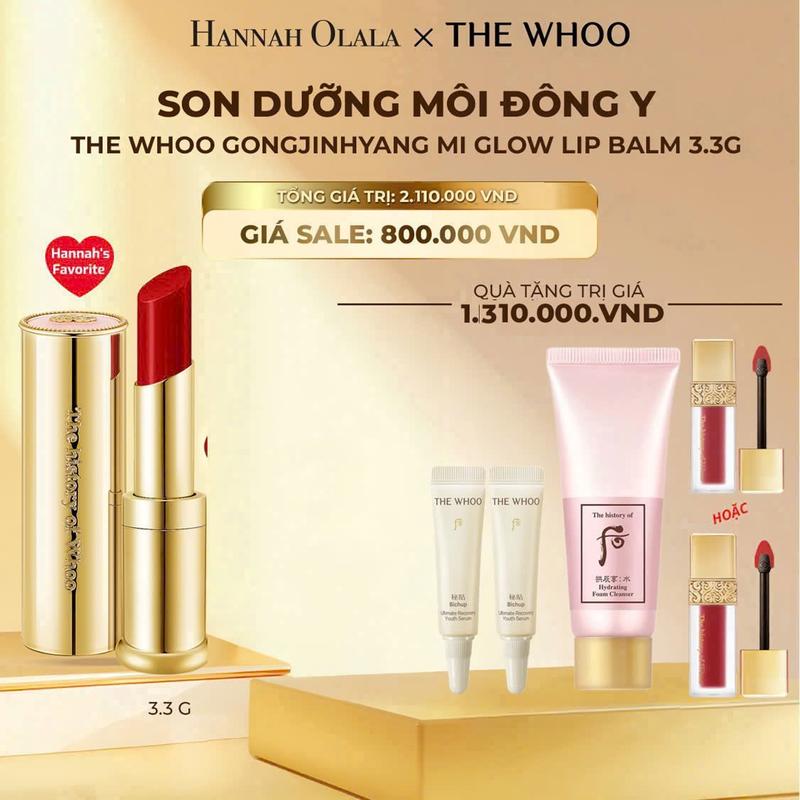 WHOO - DEAL 2: Son dưỡng môi Đông y The history of Whoo Gongjinhyang Mi Glow Lip Balm 3.3g - Màu Wine Red GIÁ GỐC 2.110K CÒN 800K