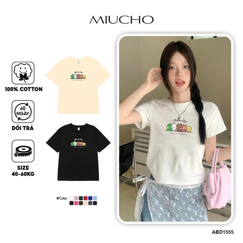 Áo baby tee in động vật nhỏ dễ thương form ôm ABD1555 Miucho vải cotton co giãn in mix