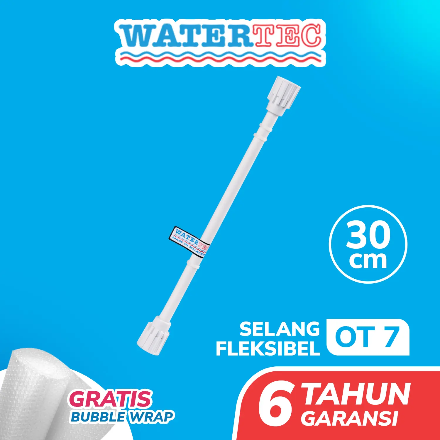Watertec Selang Flexible RI Hose PVC 30CM (OT7) - White / Selang Air Panas / Selang Air Mandi / Selang Air Fleksibel / Selang Wastafel