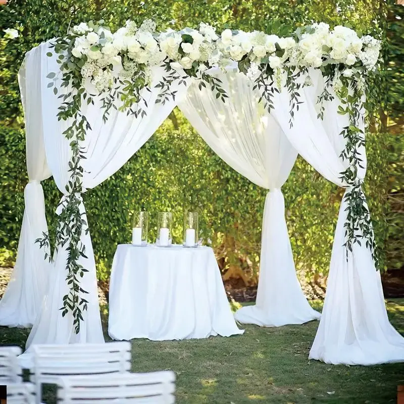 Solid Color Chiffon Curtain, 1 Count Transparent Chiffon Background Screen, Party & Wedding Decoration Supplies for Home Party Wedding 6
