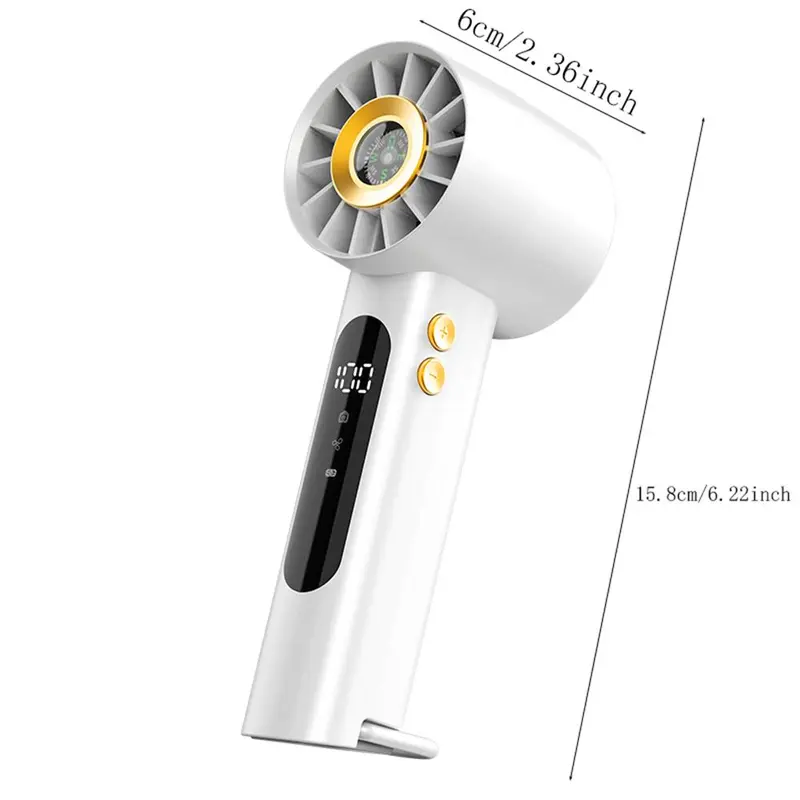USB Rechargeable Handheld Fan, Portable Desktop Fan with Digital Display, Adjustable Wind Speed Fan for Home Office Travel Outdoor, Multipurpose Fan 4