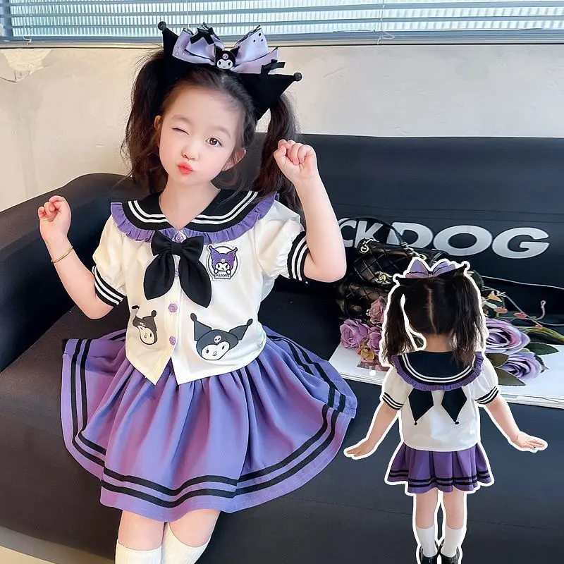 2-14 Years Old Girls, JK Kuromi Dress Set, Comfortable and Soft