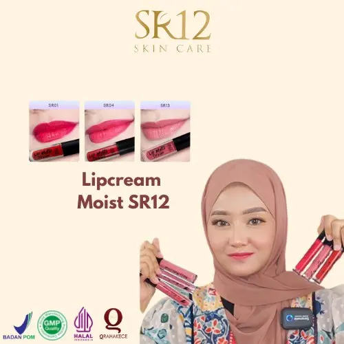 LIPCREAM MATTE AND MOIST SR12 TAHAN LAMA & LEMBUT DI BIBIR Pigmentasi Tinggi