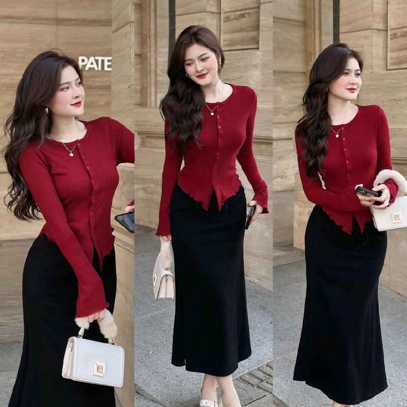  Set và áo thun  Bigsize 50-90kg mã 109 chất liệu thun gân tăm Nữ sét đồ nữ mặc ôm  109  S3 