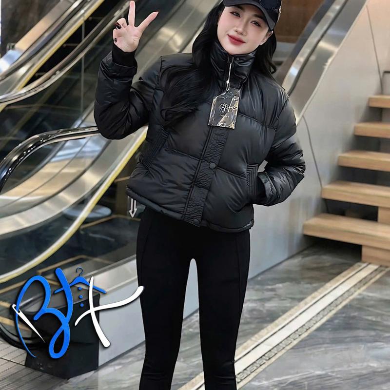 Áo phao nữ tay dài chất liệu nhung pha da dày dặn cao cấp, cực ấm A510 Women Top Jacket 2