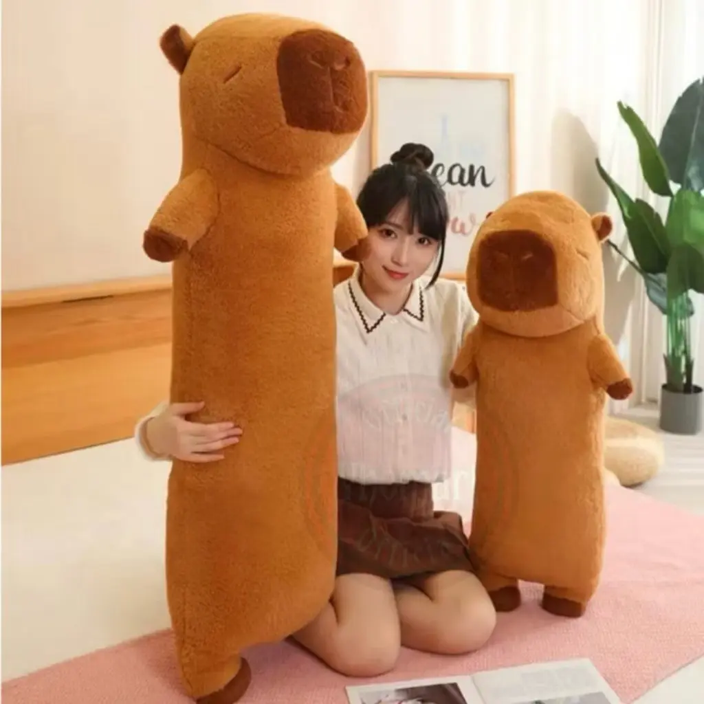 Guling Boneka Capybara Size 60cm dan 80cm Bantal Guling Hewan Capybara Cappybarra Lucu Lembut Hadiah Ultah Anak Perempuan Bahan Yelvo Halus Berstandar SNI