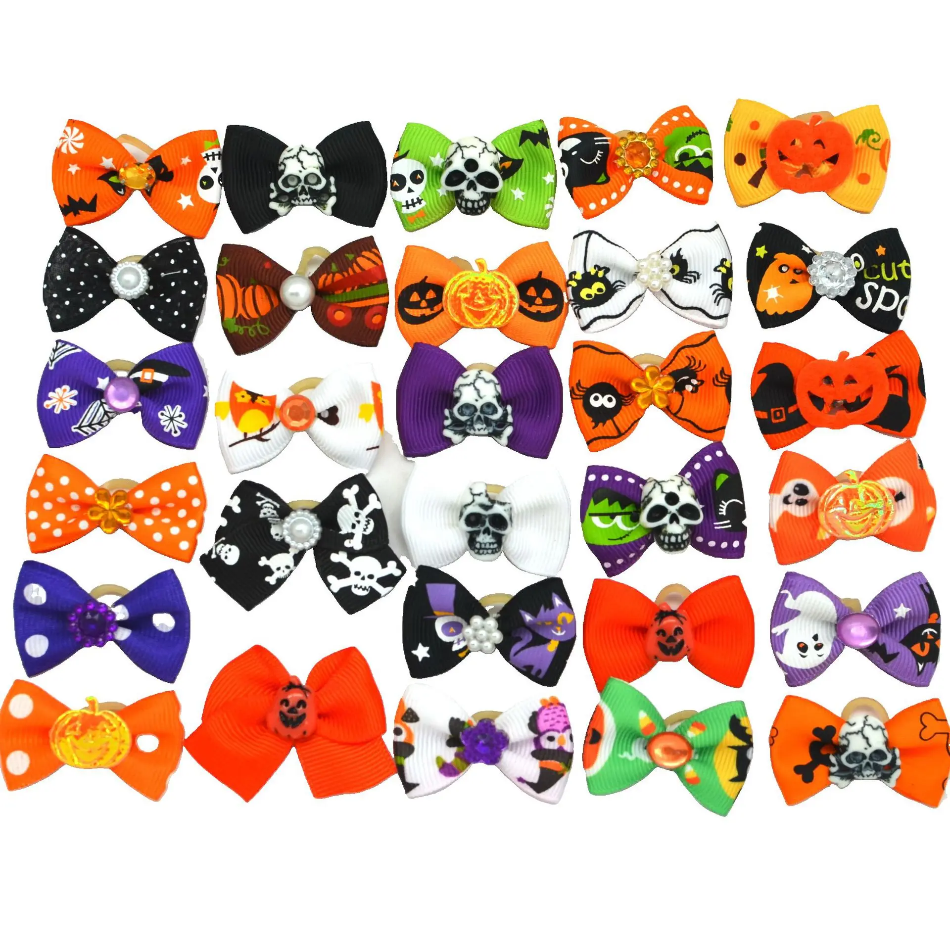 Halloween Ghost Festival Pet Head Flower Head Elastic Clip Cute Pet Bow Headdress Bow Tie