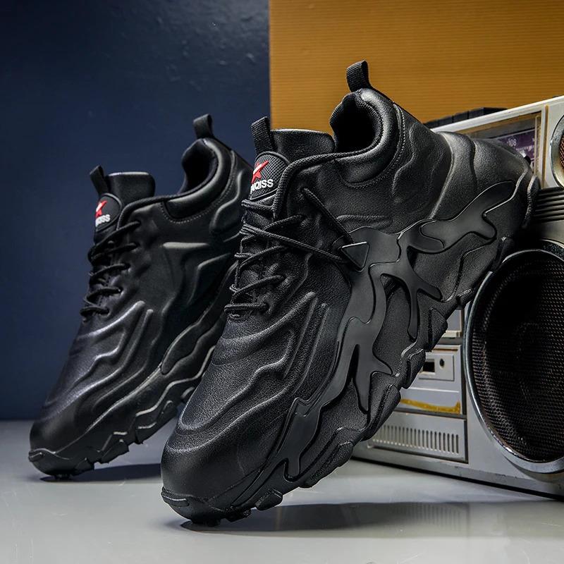 Customization Men Fashion Casual Sports Sneakers Lightweight Leather Thick Sole Blank Running Walking Shoes for Women Closed Trainers_voghion.com