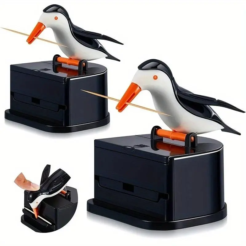 Cute Woodpecker Design Toothpick Holder, 1 Count Automatic Toothpick Dispenser, Durable Toothpick Storage Box for Home & Restaurant, Organiser 0