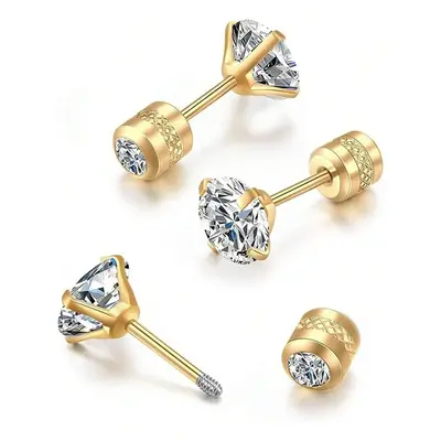 Orecchini Hip Hop Chiusura A Vite Orecchini A Perno Uomo 14k Gold Plated - Forma Aquilone, Cz 8mm, Stile Hip Hop Orecchini Da Uomo 8mm Newagebling - Foto 4