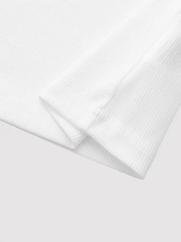 Women's Solid Color Ribbed Polo Shirt, Casual Short Sleeve Collared Top for Summer, Ladies Clothes for Daily Wear 5