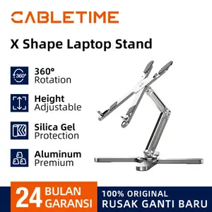 CABLETIME Laptop Stand 360° Rotatable Portable Laptop Stand Dudukan Notebook Meja Aluminium For 11-17.3"