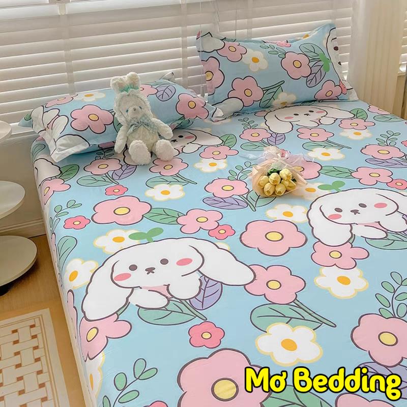 Combo 3 Món Ga Gối Poly Cotton 1m2, 1m4, 1m6, 1m8, Combo Drap Ga Trải Giường + 2 Vỏ Gối Nằm Cute - Queen Decor
