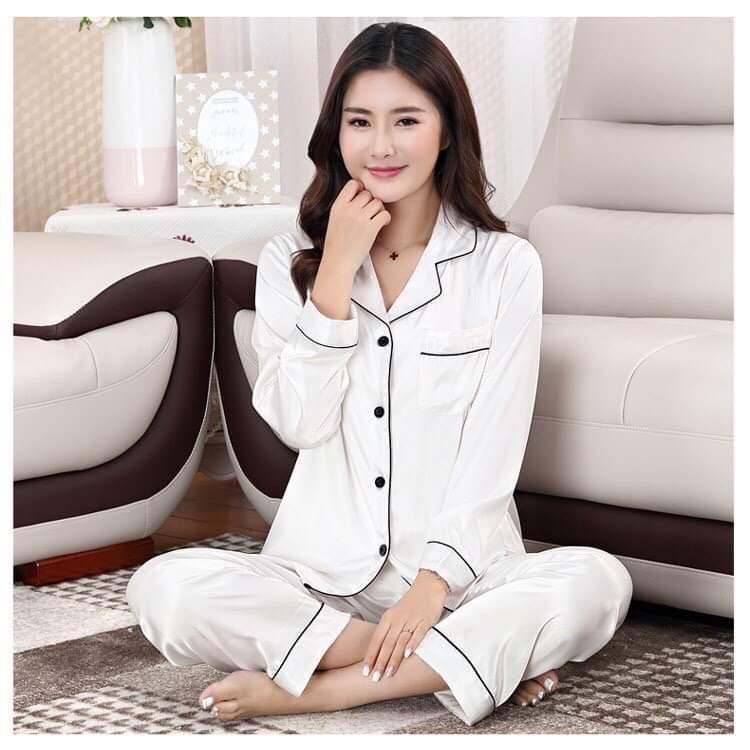 Bộ Đồ Ngủ Nữ Mặc Nhà,Chất Liệu Lụa Trơn Thoáng Mát Thoải Mái,Có 9 Màu Và Đủ Size Pijama Áo Ngủ Women Quần Ngủ 