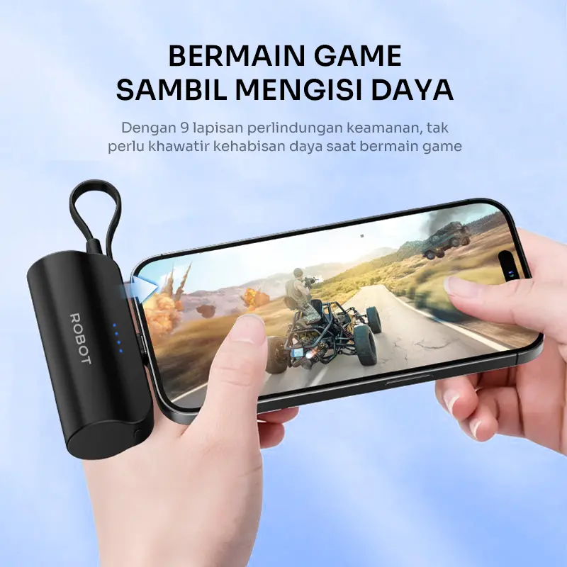 Robot Mini Powerbank RP-051L /RP-051C (Black and Pink) Port Type-C Lightning Travel Size Garansi 1 Tahun 3