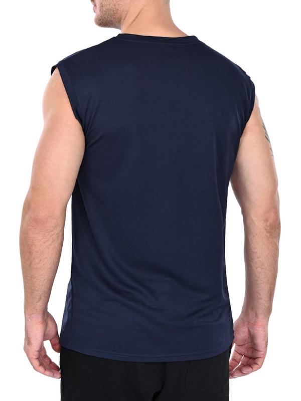 Men's Solid Round Neck Sports Vest, Quick Drying Breathable Sleeveless Tank Top for Gym Workout Running Fitness Exercise, Athletic Gear, Sport Outdoor Clothing, Gym Workout Top 1