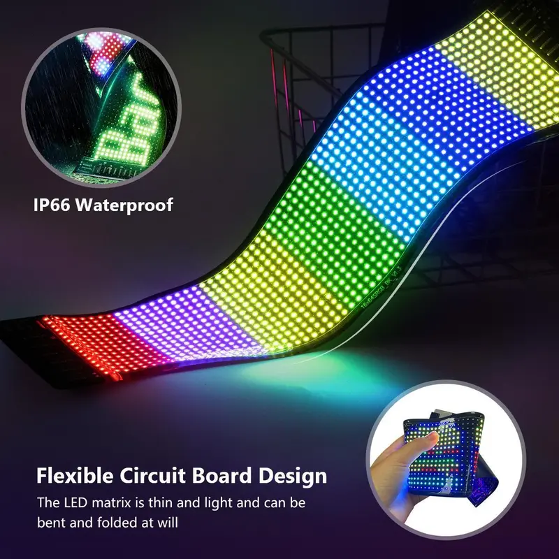 Flexible Matrix Pixel Light, RGB Scrolling Illuminated Signage, USB Powered Bluetooth-compatible Control LED Light, Novelty Lighting for Car & Store, Car Accessory 2