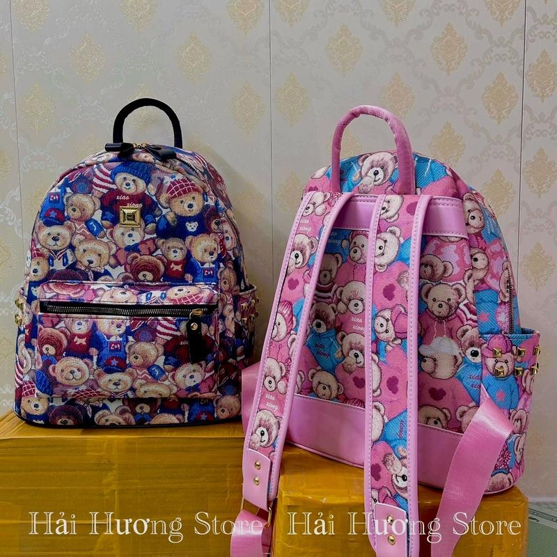 Balo Gấu Size 40 vừa A4, Laptop 14inch, Atlat địa lý Da Bag Đeo Vai Đồng 1