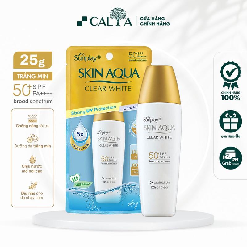 Kem Chống Nắng Sunplay Nắp Đồng Kiềm Dầu, Dưỡng Da Trắng Mịn - Sunplay Skin Aqua Clear White SPF50+, PA++++ Size 25g