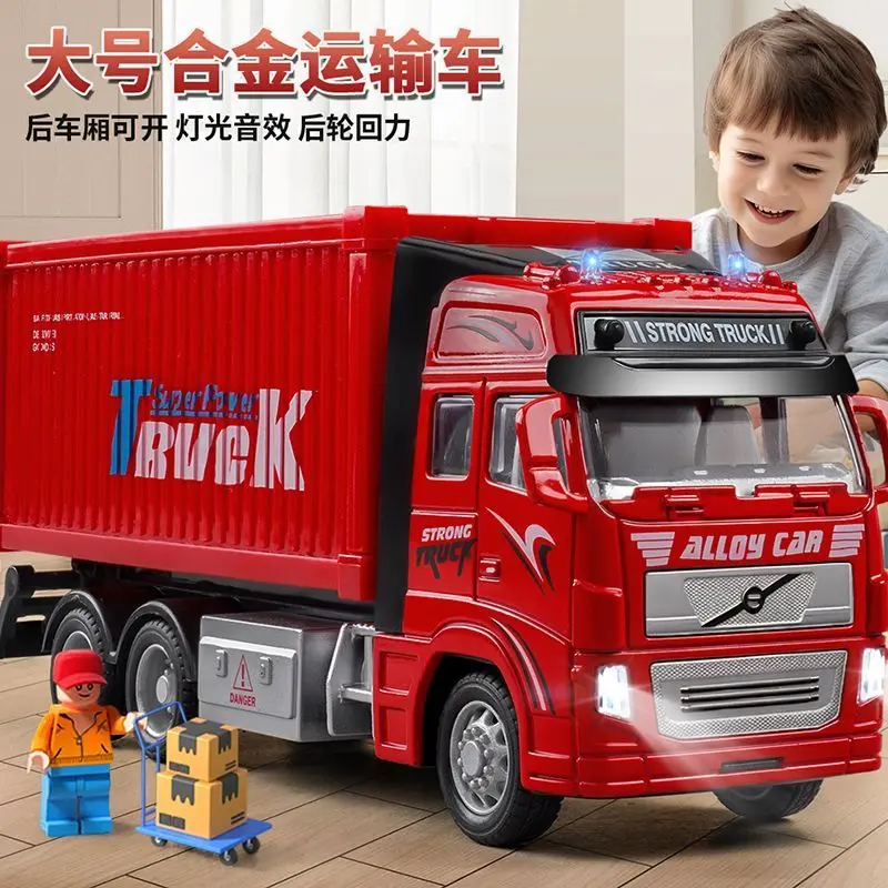 Xe Tải Hợp Kim, Cỡ Lớn, Đồ Chơi Trẻ Em, Xe Tải Xe Container, Cho Bé Trai, Có Âm Thanh Và Ánh Sáng, Cửa Có Thể Mở, Mô Hình Xe Vận Chuyển