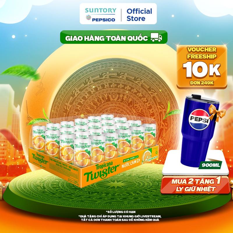 Thùng 24 Lon Nước Trái Cây Twister Cam (320ml/lon)