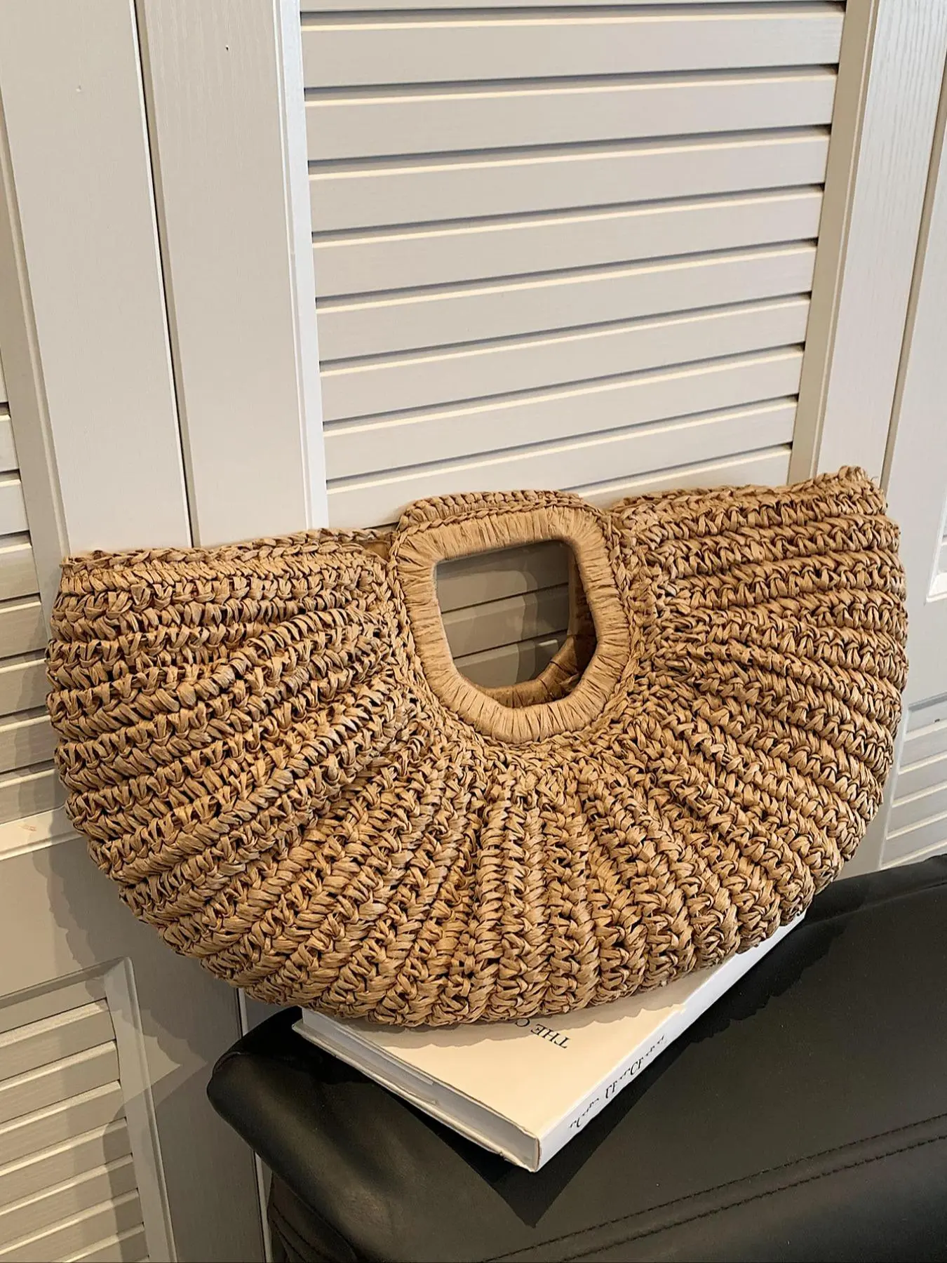 Women's Summer 2025 Casual Plain Straw Tote Bag, Large Capacity Handbag for Travel & Daily Use, Casual Trendy Versatile High-quality Bag for Vacation, Sample Bag