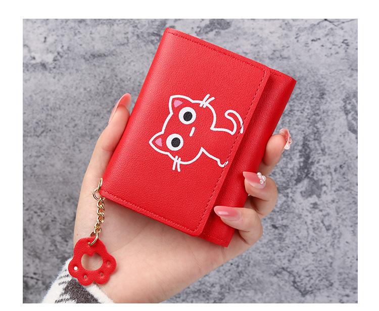 Product Introduction of Cute Wallet Women's Short Three Fold Cat Girl's Small Wallet Wallet Women's Soil Wallet 10