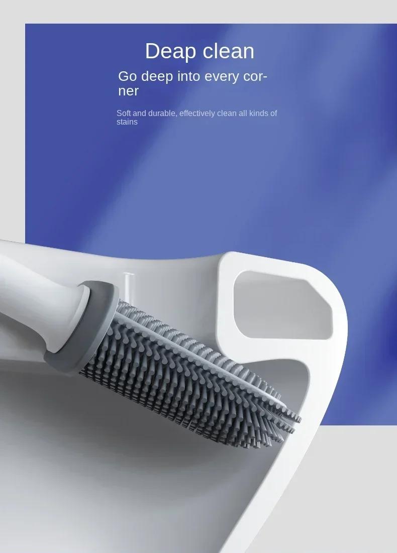 Product Introduction of Silicone TPR Toilet Brush and Holder Flat Head Soft Bristles Bathroom Cleaning Brushes Household Silicone Bristles for ToiletS 13