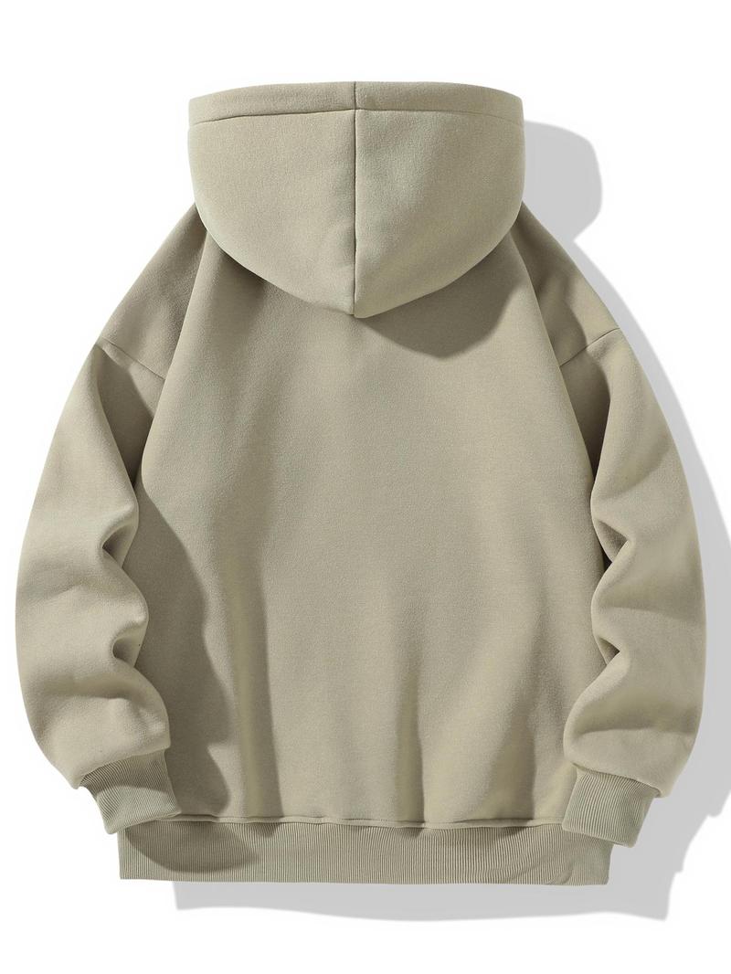 Product Introduction of Men's Solid Zip Up Hoodie, Casual Loose Long Sleeve Hooded Sweatshirt for Daily Wear, Men's Clothes for All Seasons, Hoodies for Men 4