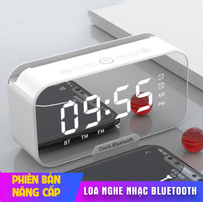 Đồng hồ Bluetooth tích hợp loa mini không dây, FM radio, hiển thị ngày giờ, nhiệt độ ,làm đèn ngủ màn hình Tráng Gương Decor, Decor Phòng Trang Trí Nhà Treo Tường đồng  hồ  decor  gaming