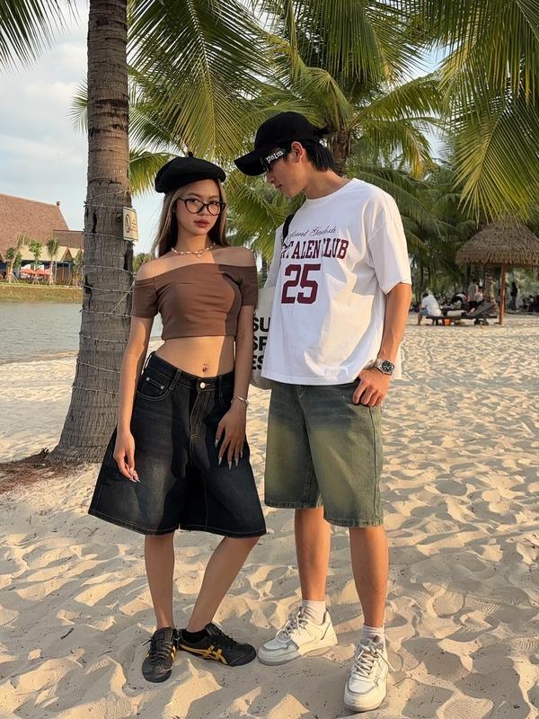 [VERTALENT] Quần Short Jean Lửng Ống Rộng form unisex nam nữ cạp cao tôn dáng nhiều màu local brand 6
