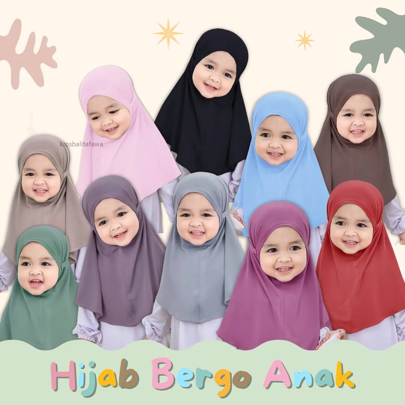 Jilbab Aisha uk 0-5 tahun / Hijab Muslim Bergo Anak Perempuan Polos Jersey Premium Kerudung Lebaran Baby Bayi