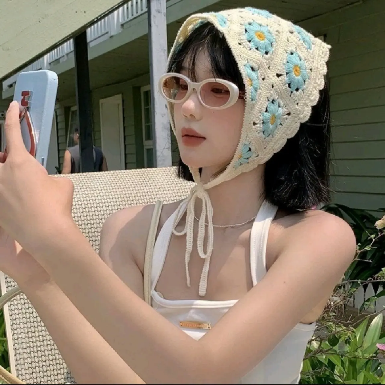 Khăn đi biển cực xinh,hàng mới về da dạng mẫu mã cho các nàng,khăn tam giác trùm đầu đi biển Hoa Khăn Choàng