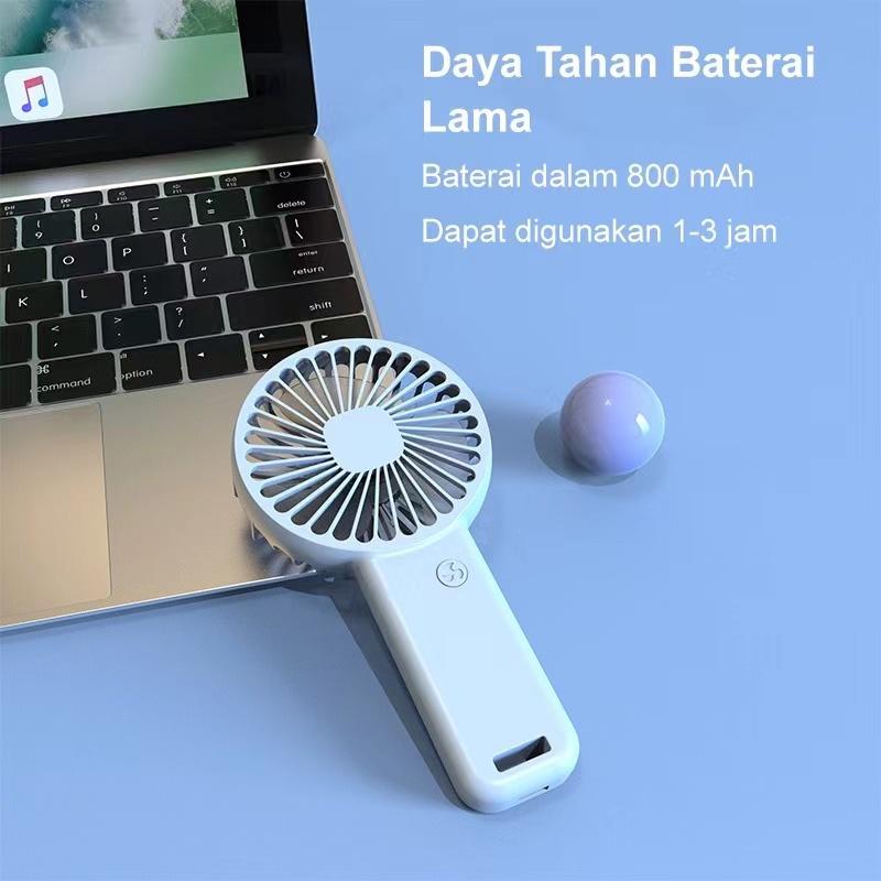 New Lottol Kipas Angin Mini Portable Rechargeable Fan 3-Speed Kipas Angin Genggam Bisa Phone Stand Berkualitas 4