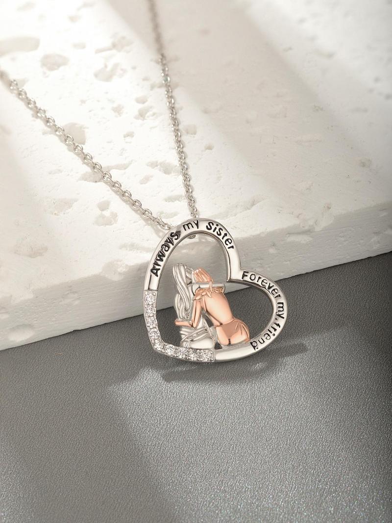 Product Introduction of S925 Sterling Silver Fashion Heart Design Pendant Necklace for Women, Artificial Zircon Decor Charm Necklace, Cute All-match Jewelry As Gift 5