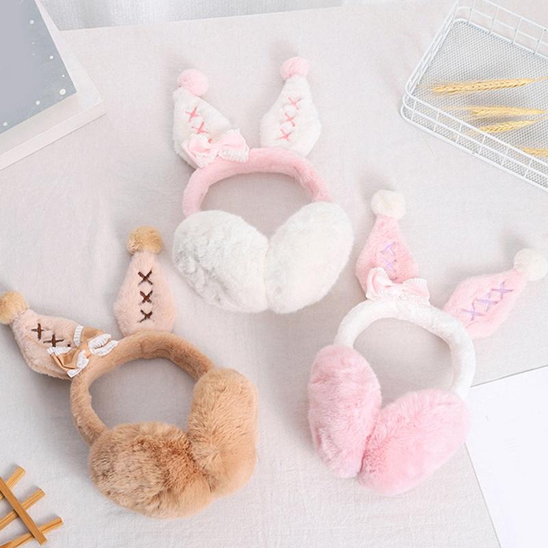 Lovely Earmuff Plush Stuffed Bunny Ear Shape Cute Ear Warmer Unisex Winter Ear Protects Supplies Xmas Present for Kids 3