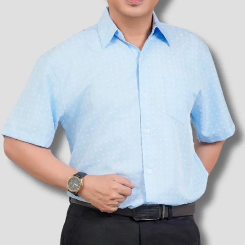 Áo sơ mi nam tay ngắn một túi form rộng cao cấp vải lụa GENALPHA vải lụa co giãn mềm mịn GEN140 Menswear Cổ Tròn xxl trung niên 0