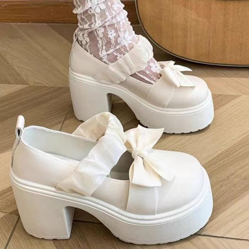 Giày Mary Jane, Giày Nữ, Phong Cách Thời Trang Nhật Bản, Nơ Ngọt Ngào, Đế Dày, Không Thấm Nước, Giày Cao Gót JK, 2024, Hàng Mới Về 2