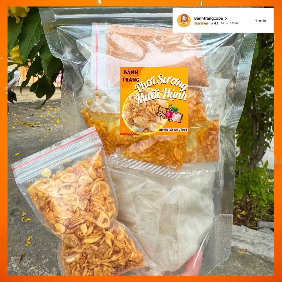 Bánh Tráng Muối Tôm Hành Tỏi - Ăn Vặt Snack Food BÁNH TRÁNG CÔ BÉ