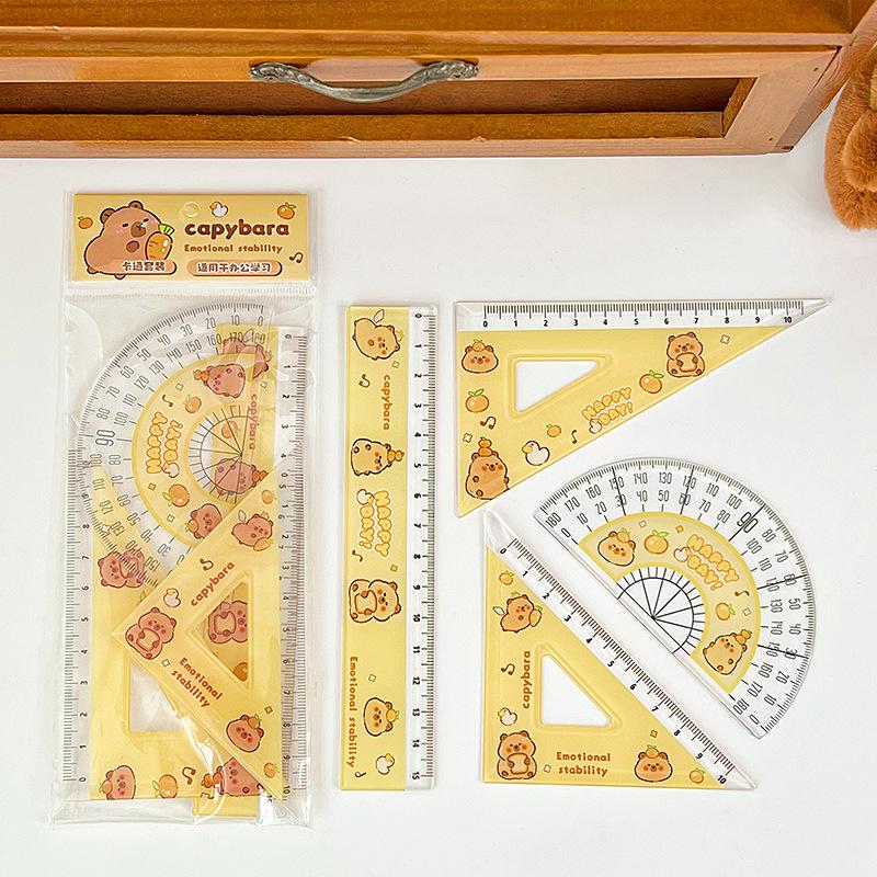 Product Introduction of 4Pcs Cartoon Pony Ruler Set Angle Ruler Protractor Triangle Ruler Multifunctional Measuring Tools Students Set School Supplies 21