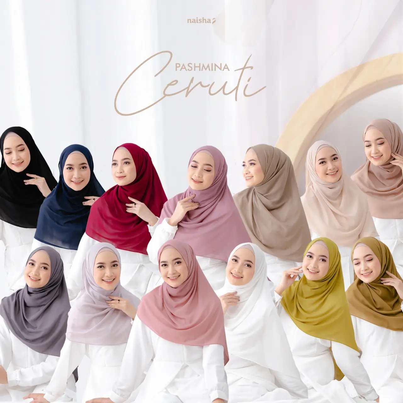 Pashmina Ceruti By Naisha Official / Pashmina Polos / Pashmina Syari Cantik Panjang Pink Soft Muslim Jilbab