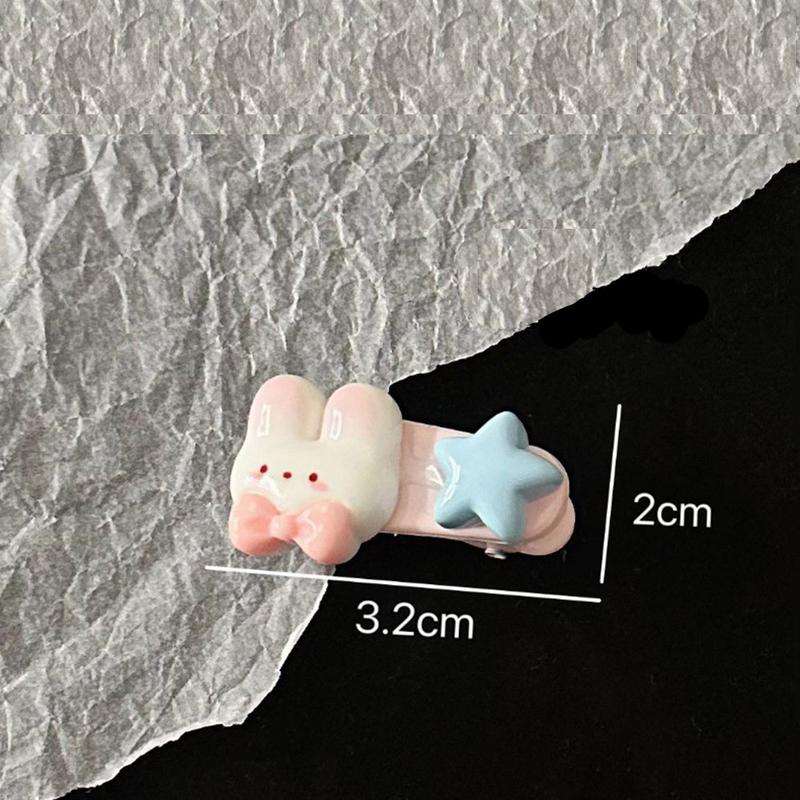 Product Introduction of 2PCS Cute Bunny Star Hair clips Japanese High Appearance Level Sweet Girl Broken Hair Bangs Hairpin Accessories 7