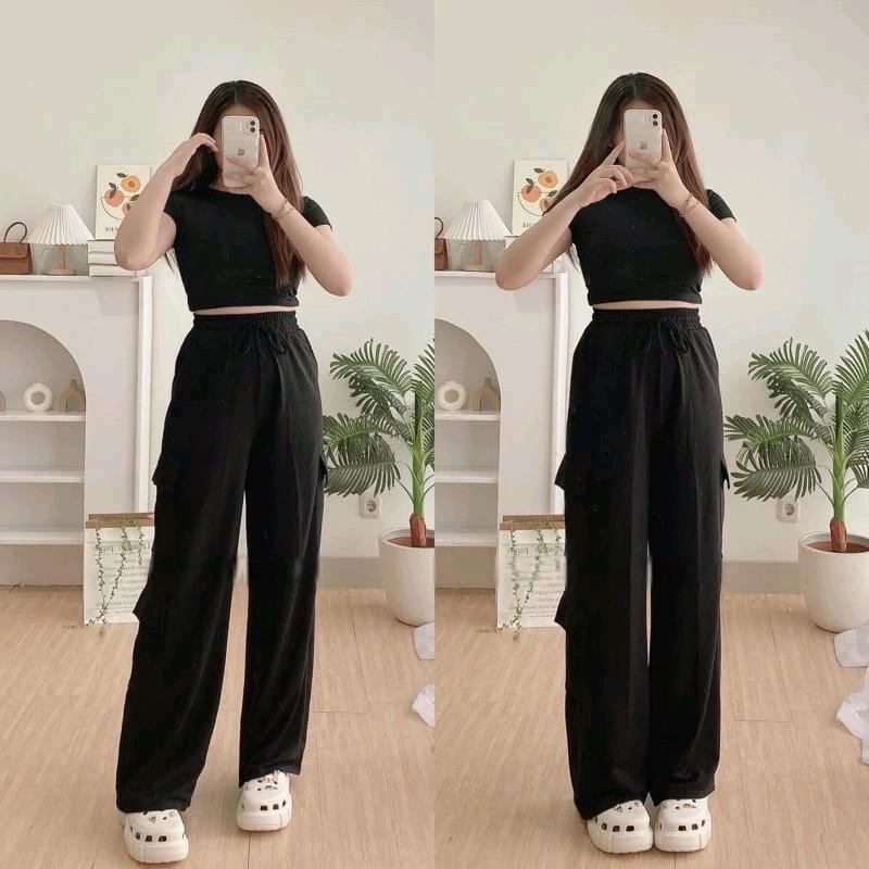 Kelly Cargo Pants dewasa/ Kulot Cargo/Loose Cargo Celana Panjang Wanita 2