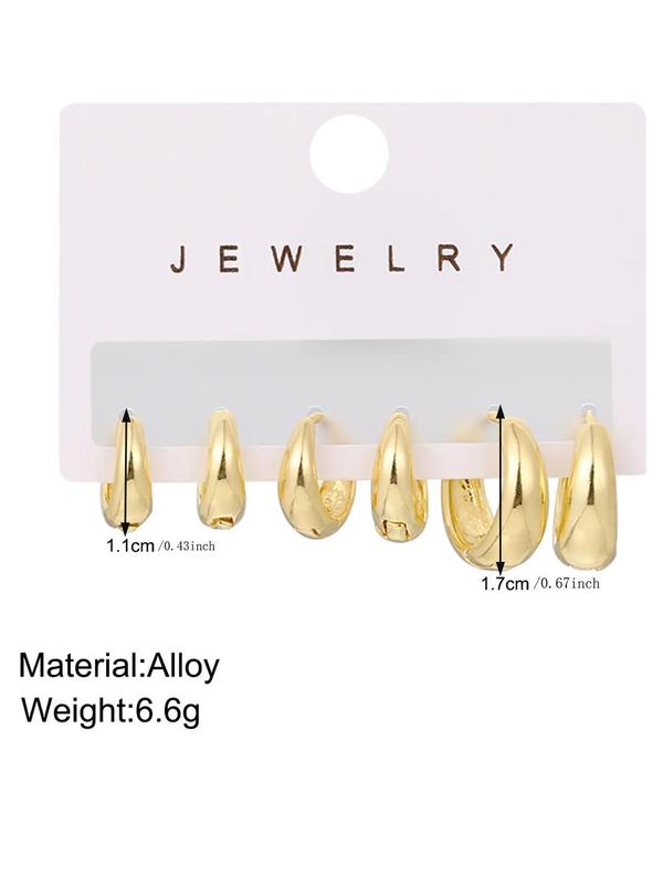 Women's Elegant Trendy Geometric Design Hoop Earrings, Simple Style Plain Color Hoop Earrings for Party, Exquisite Jewelry for Birthday Gifts 4