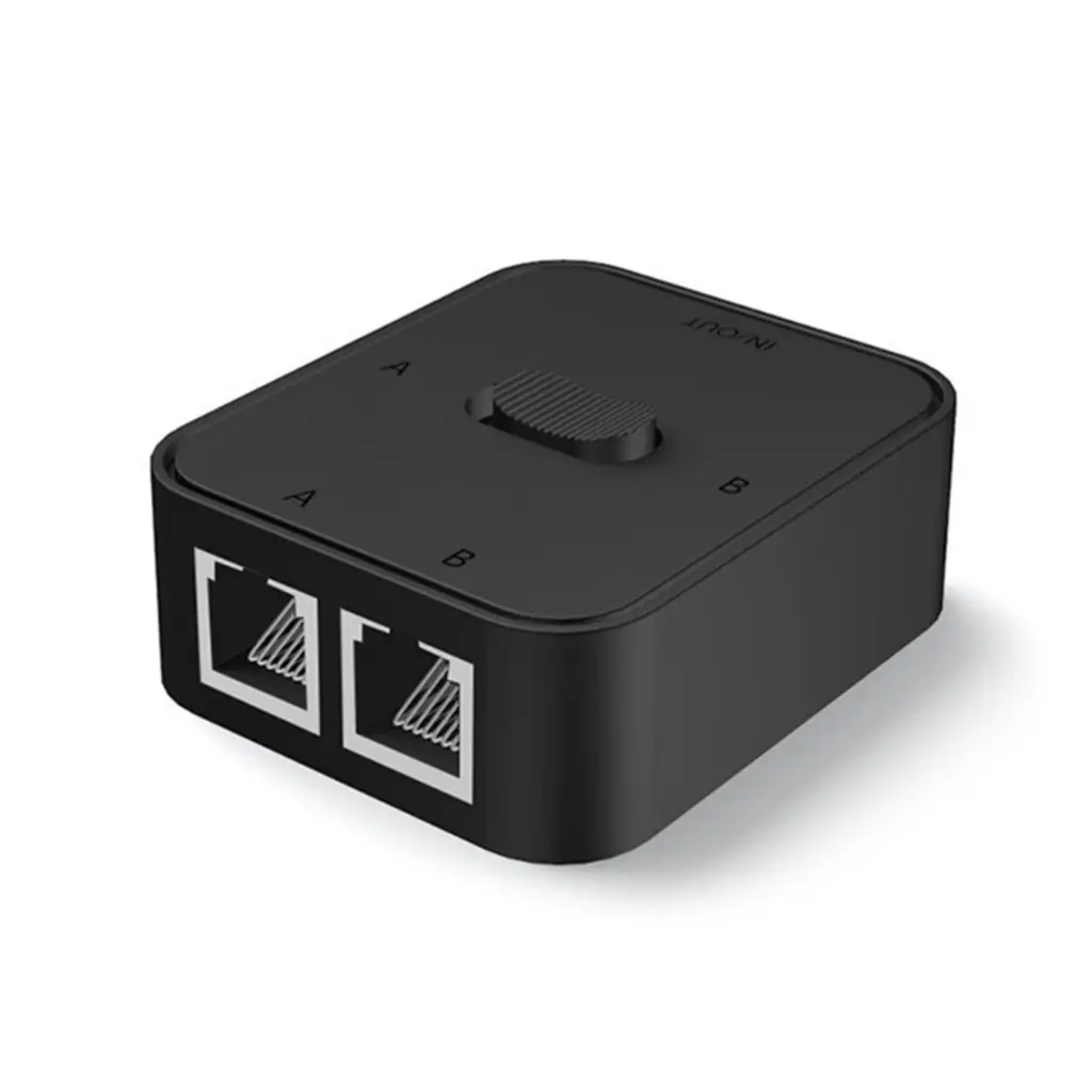 Xunyanb Ethernet Smart Switch 2 Port Plug Play 2 in 1 Out/1 in 2 Out Smart RJ45 Internal External Internet Splitter High Performance for PC